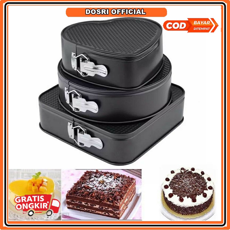 [BISA COD] Loyang Kue isi 3 PCS Cetakan Kue Cake 3in1 Mold loyang Bolu Hati Bulat Persegi Bongkar Pasang