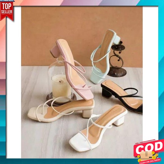 Sandal Hak Tinggi Wanita Terbaru Warna Hitam Fashion Kekinian Sendal H 7.7 Sale Heels Wanita / Hak