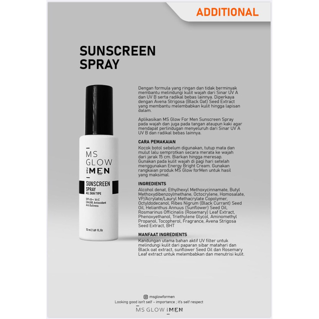 MS GLOW SUNSCREEN SPRAY MEN | Shopee Indonesia