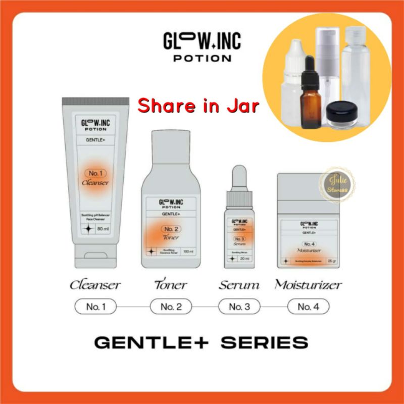 (Share in Jar) GLOWINC GENTLE + Soothing pH Balancer Face Cleanser Toner Serum Moisturizer Cream