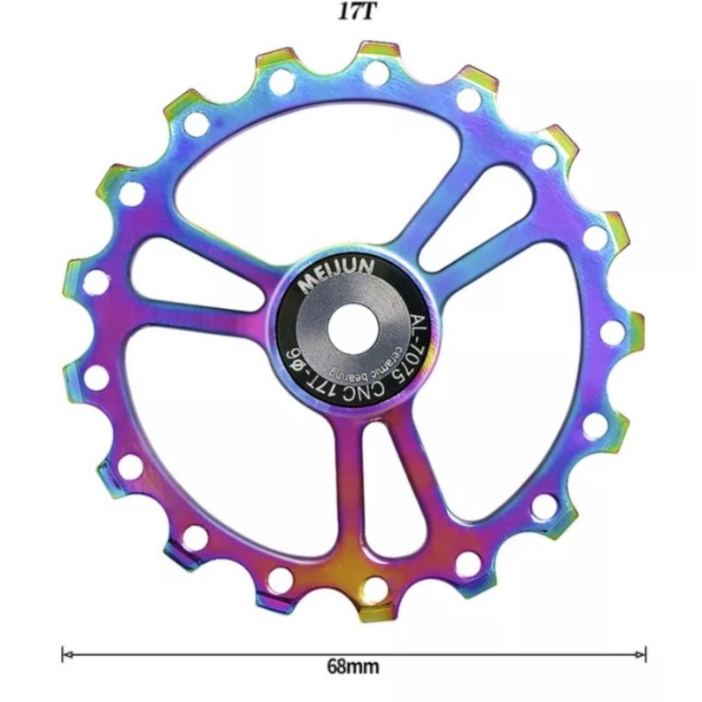 Meijun Pulley RD 17T Ceramic Bearing Wheel Guide OSPW 17T Pulley RD Rainbow