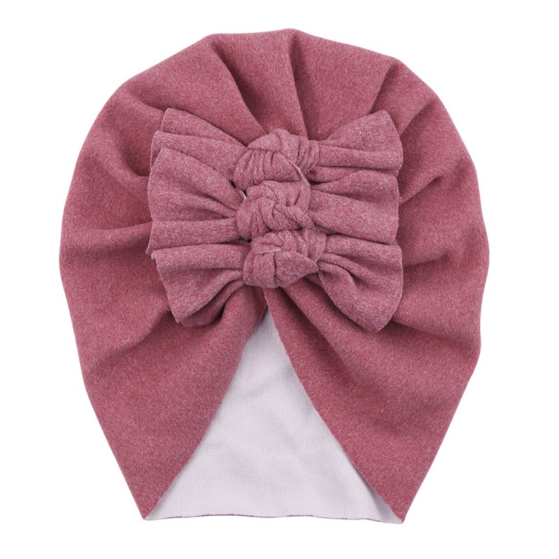 T-87 NEW Turban / topi anak bayi motif tiga pita kualitas premium-11.Dusty pink tua