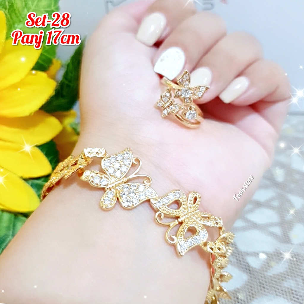 SET PERHIASAN GELANG GRATIS CINCIN CANTIK | GELANG SET AKSESORIS XUPING/COD