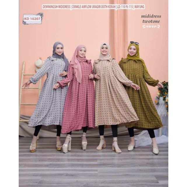 Midi Dress Crinkle Rubi Uragiri Two Tone Import