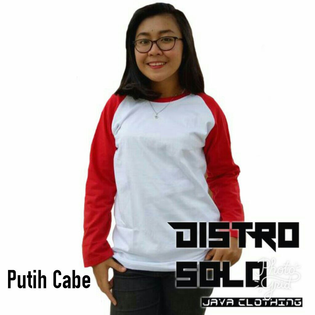  Raglan  Panjang Kaos  Raglan  Badan Putih  lengan merah  Kaos  