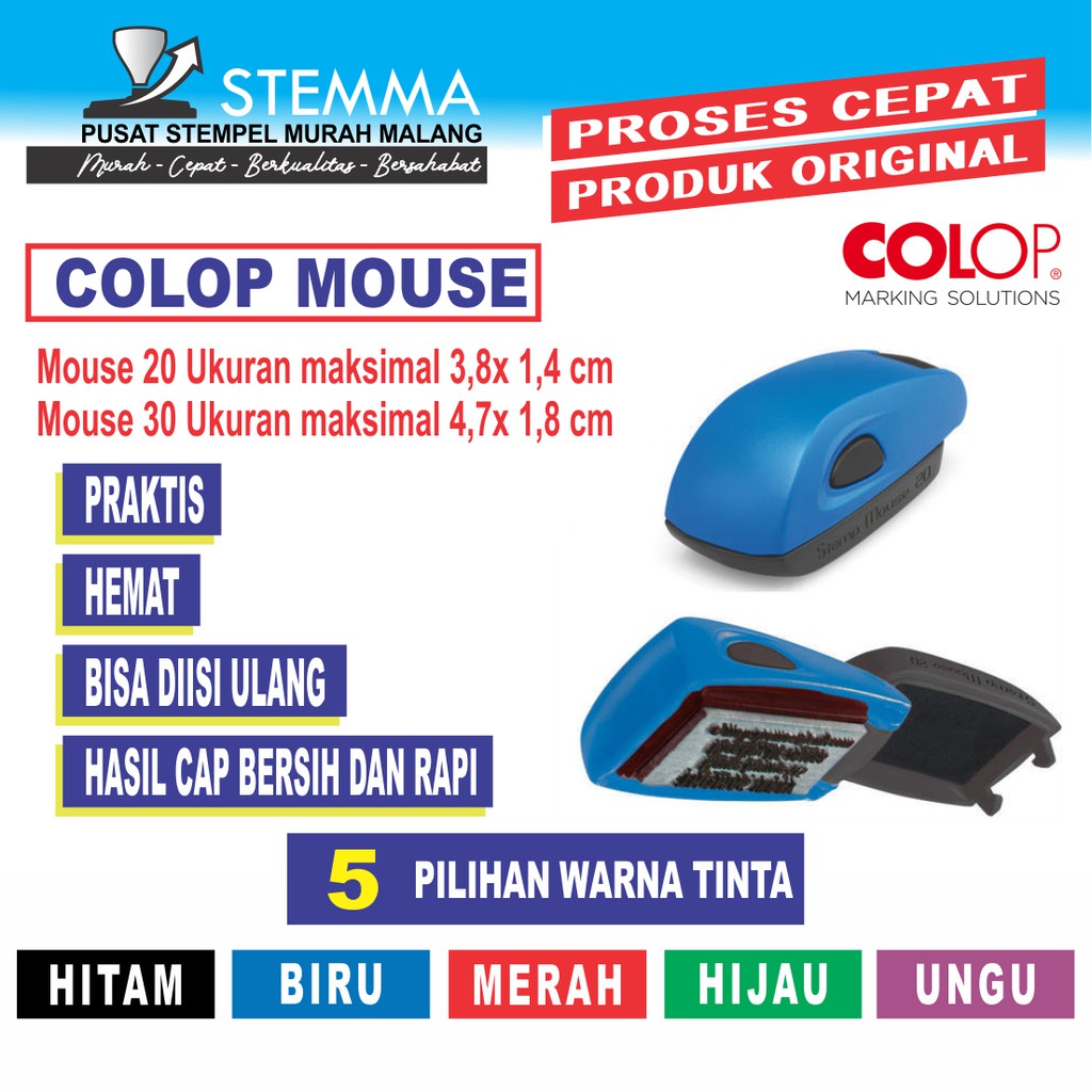 

STEMPEL MOUSE COLOP/ STEMPEL NAMA /STEMPEL GANTUNGAN /STEMPEL TOKO /STEMPEL KANTOR /STEMPEL WARNA