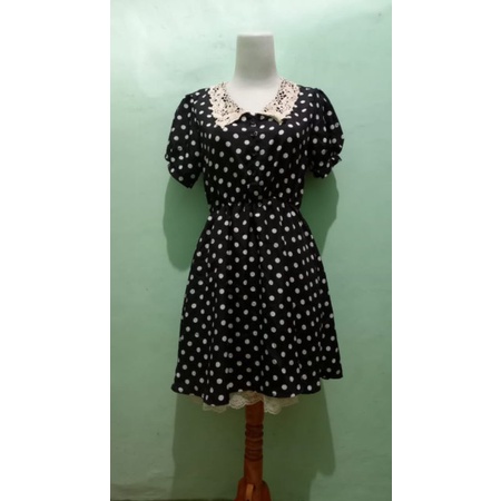 dress wanita polkadot korea
