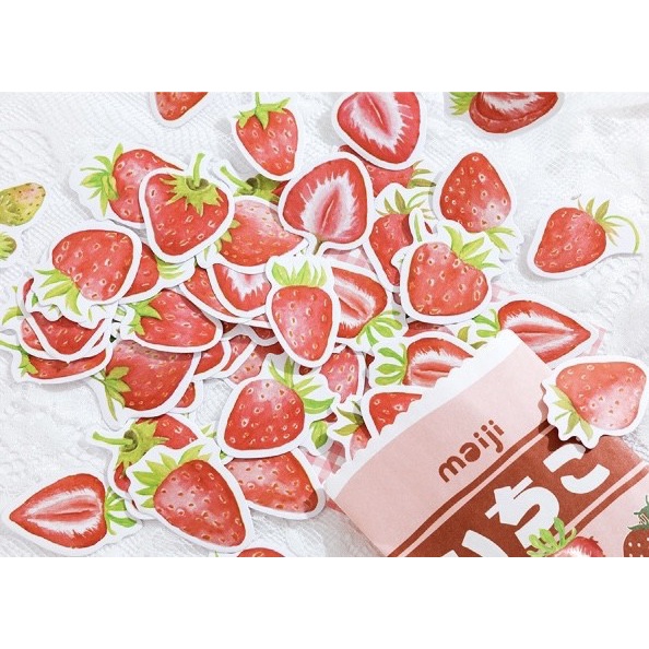 

45Pcs Sticker Aesthetic - 120 Dekorasi Planner Scrapbook STRAWBERRY