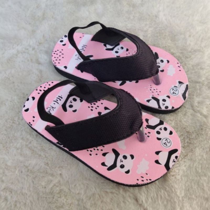 Sandal Jepit Anak Motif PANDA Tali Belakang Terbaru