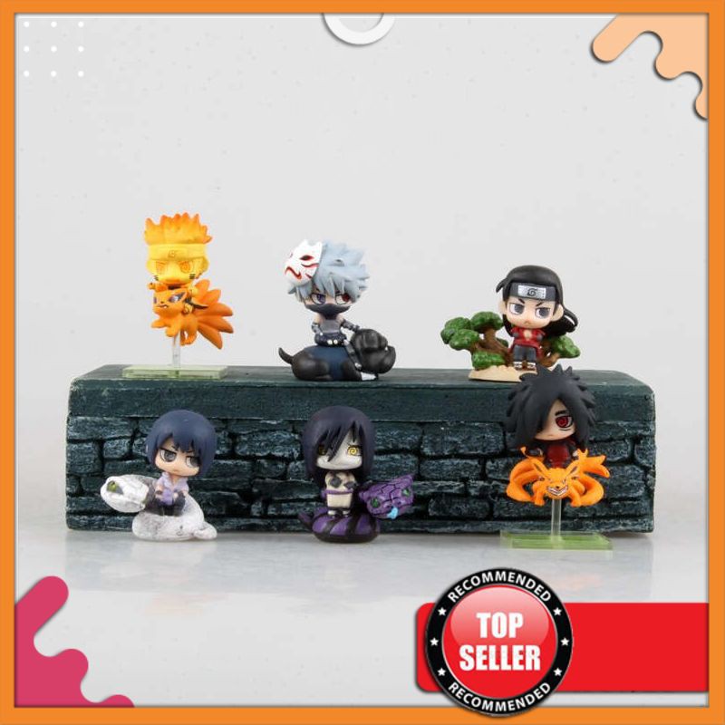 Action Figure Impor Anime Naruto Q Versi 6 Pcs/set Uzumaki Uchiha Sasuke Hatake Kakashi Orochimaru P