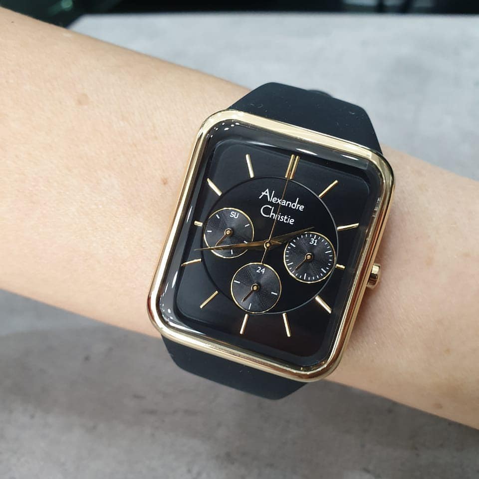 ALEXANDRE CHRISTIE ORIGINAL AC2744 HITAM GOLD RUBBER