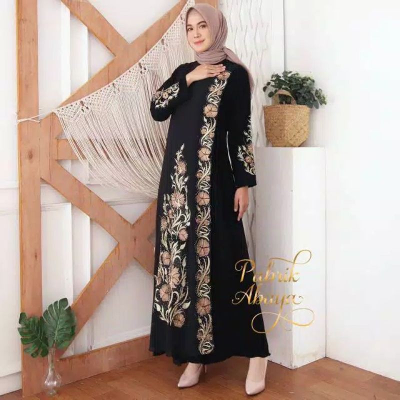 ARABIANA GAMIS (COD) TURKEY DELA & NADIA JETBLACK GAMIS SYARI TANPA PASMINA-Khadijah