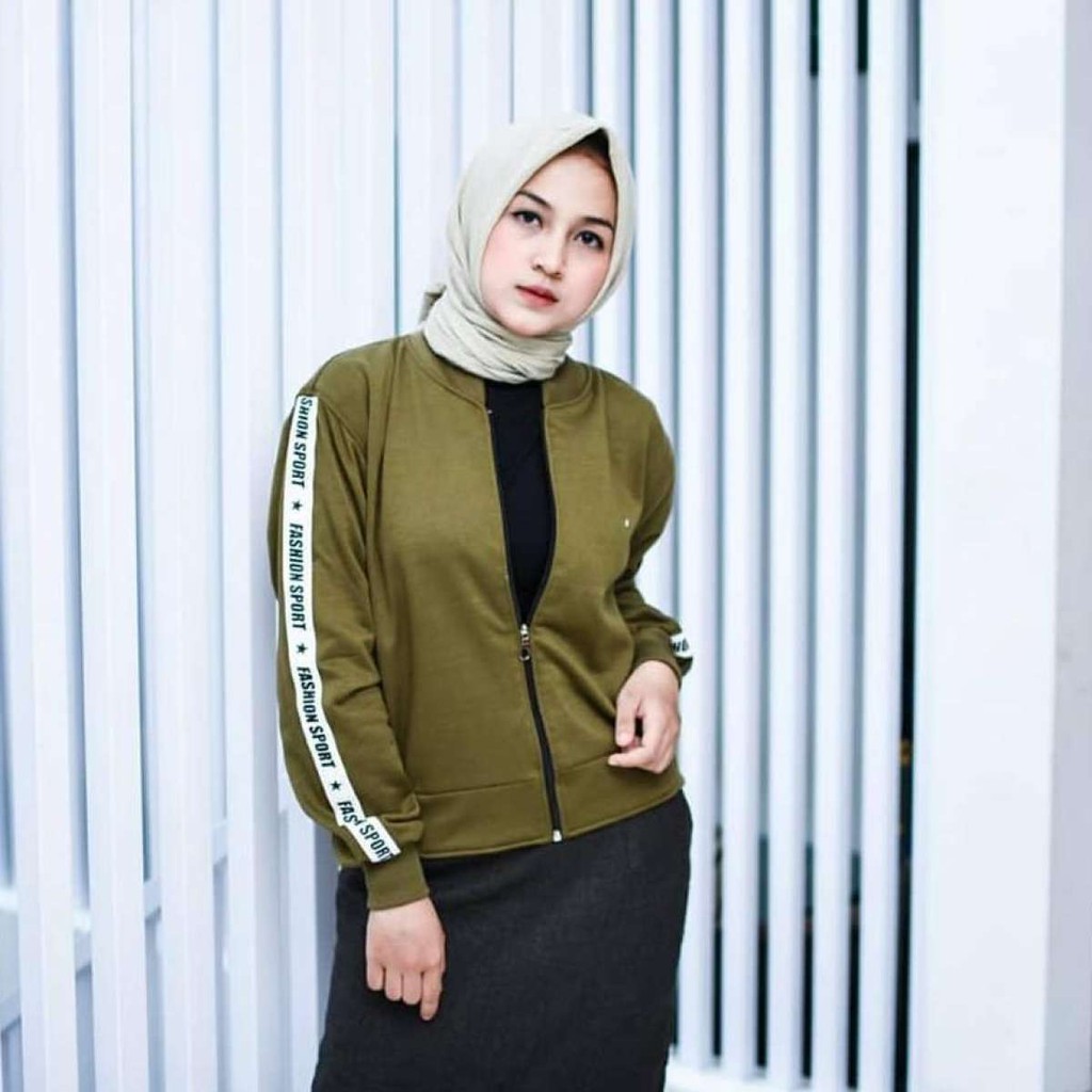 Jaket Bomber Crop Sport Fashion Wanita