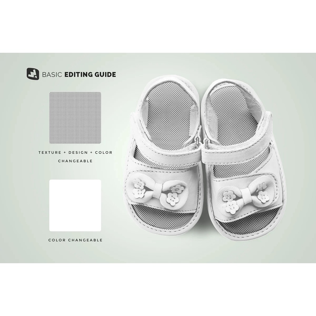 Topview Baby Sandals With Bow Mockup