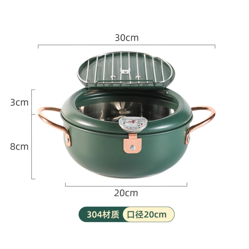 Deep Frying Pot 20 cm - Panci Penggorengan Stainless Steel Ala Jepang