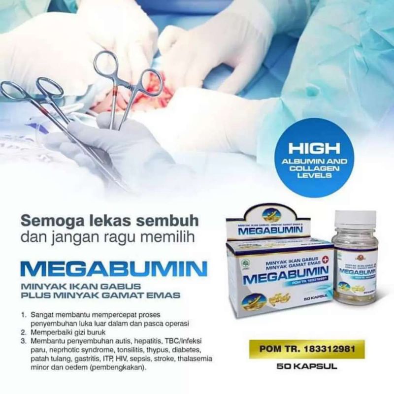 Megabumin Kapsul Minyak Ikan Gabus Plus Minyak Gamat Emas 50 Kapsul