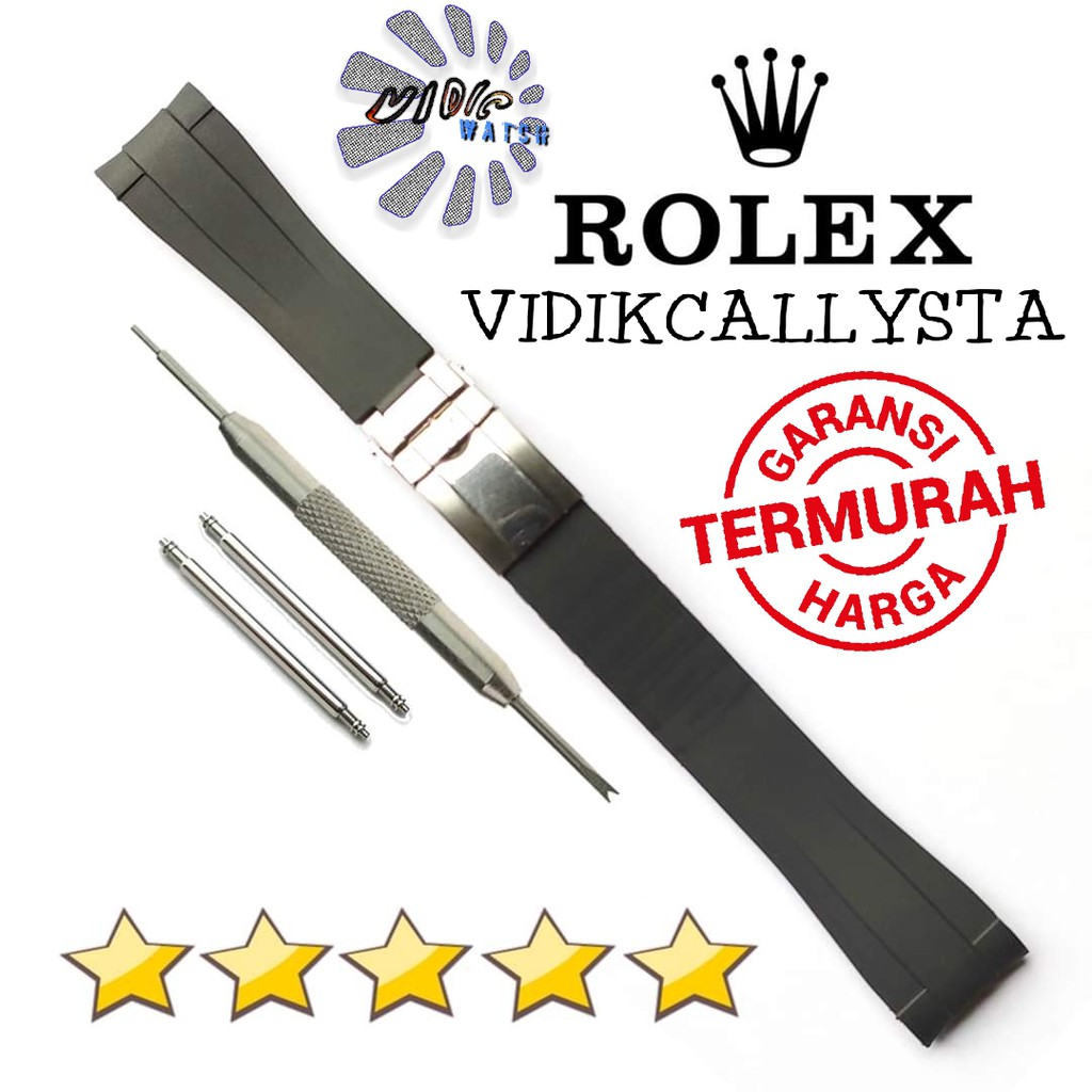 STRAP ROLEX TALI JAM ROLEX RUBBER FULL SET 20MM BLACK