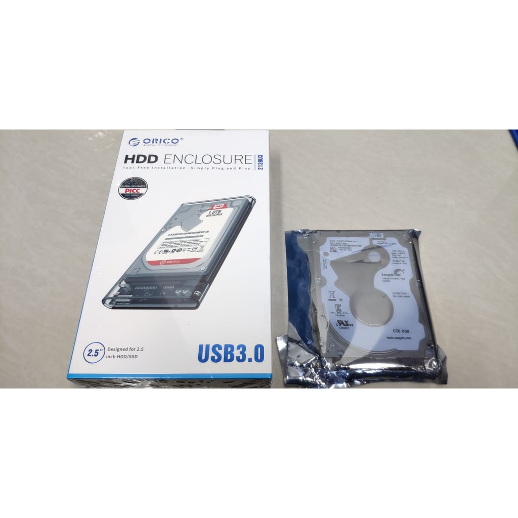 PAKET HDD Seagate 500GB 2.5" + Casing ORICO 2139U3 USB 3.0