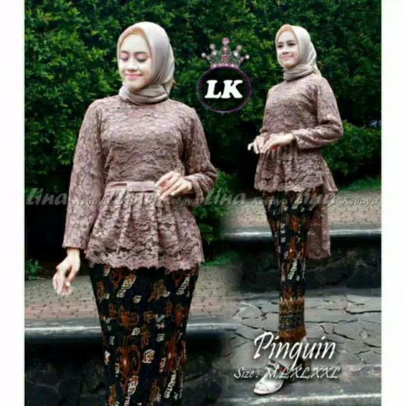 Setelan kebaya aurora modern / kebaya brokat pinguin / kebaya pesta