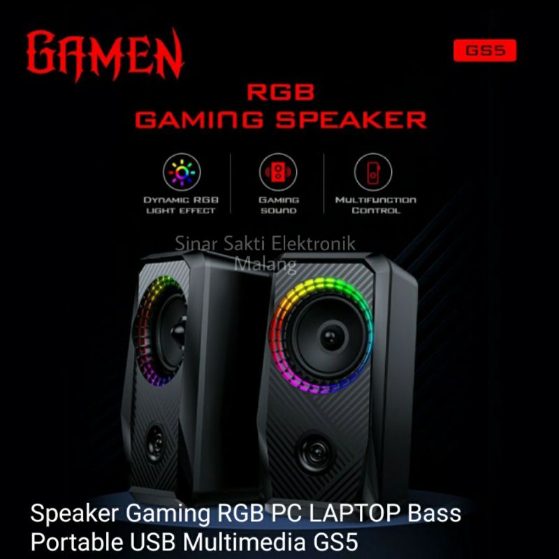 Gamen Speaker Komputer Gaming RGB PC LAPTOP Bass Portable USB Multimedia GS5