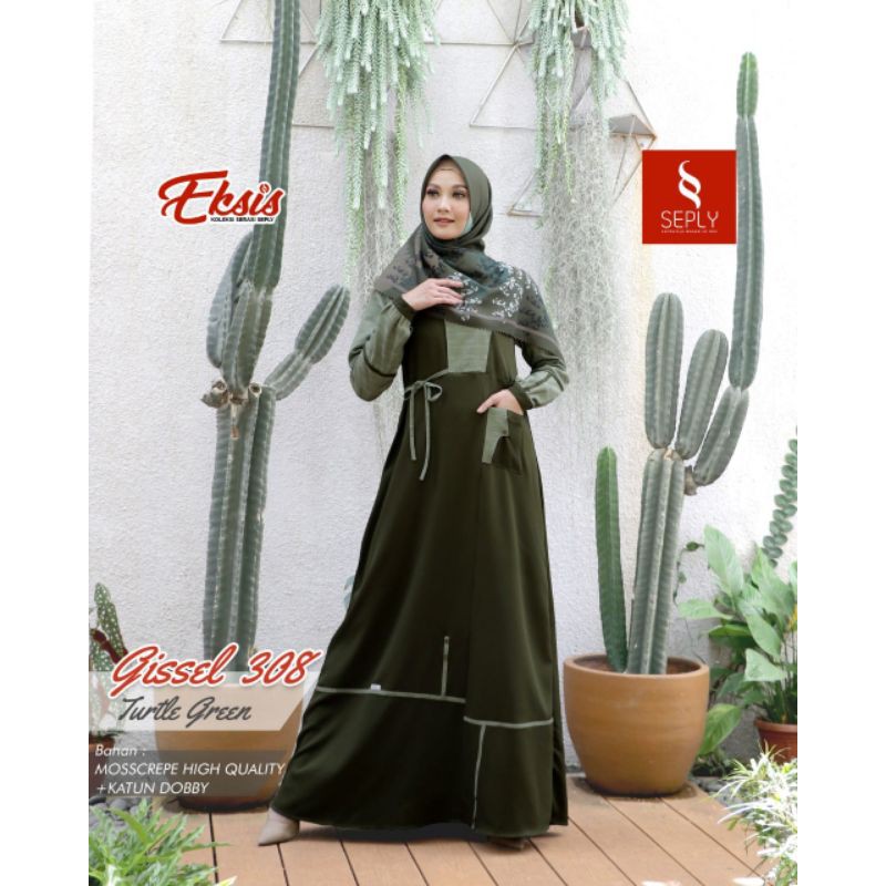 Gamis Bunda SEPLY GISSEL 308 TURTLE GREEN | SARIMBIT KELUARGA EKSIS 15 TURTLE GREEN