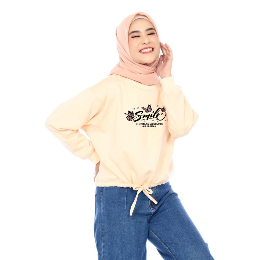 Sweater Wanita Smile Crop Fleece Gramasi 280 - A243 Cheese