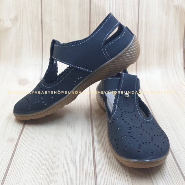 Sepatu Wanita Formal HITAM - Sepatu Dewasa - Sepatu Cewek - Sepatu Velcro - Sepatu Wanita Kerja