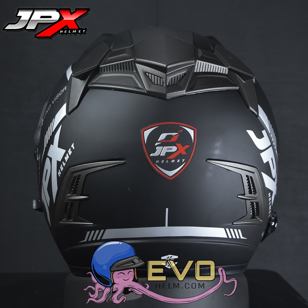 HELM JPX SUPERMOTO SOLID BLACK DOFF ORIGINAL HELM JPX HALFFACE JPX SUPERMOTO SUPREME DOUBLE VISOR