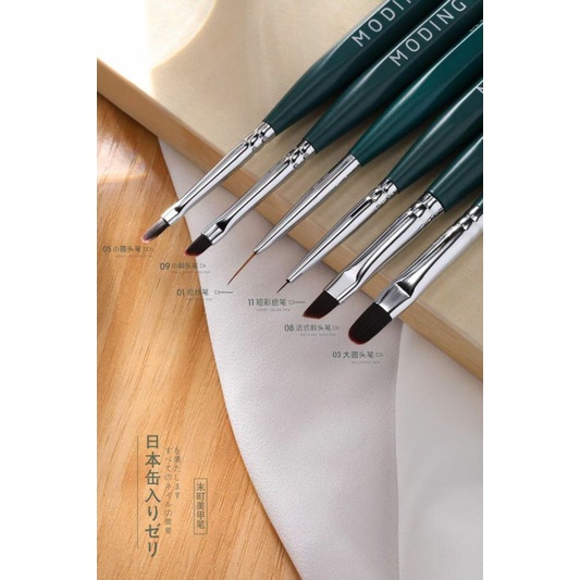 MODING NAIL BRUSH KUAS NAIL ART HIGH QUALITY KUTEK GEL SET DAN SATUAN