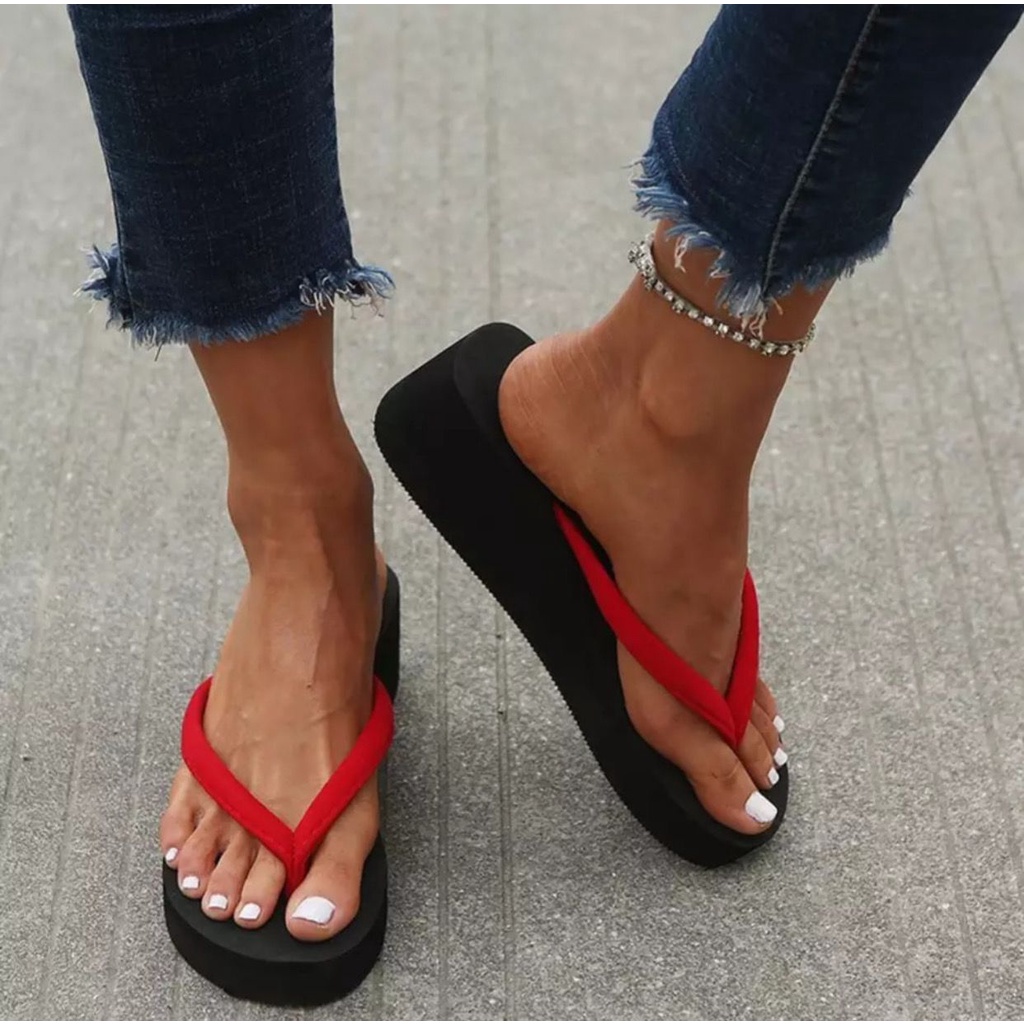 SANDAL WANITA WEDGES JEPIT BUSA TRENDI