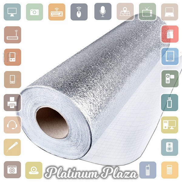 AWOO Wallpaper Aluminium Foil Anti Minyak Waterproof Sticker 100x60cm Model Cubic - `29H00J-- Silver