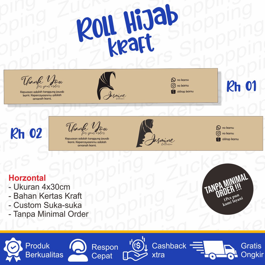 

Roll Hijab Label Custom Bahan Kraft