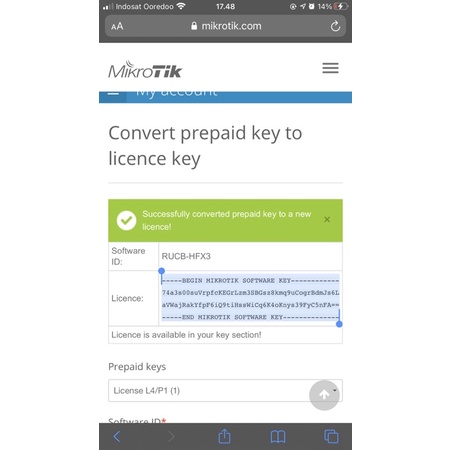 Lisensi level 4 Mikrotik / Licence level 4 mikrotik