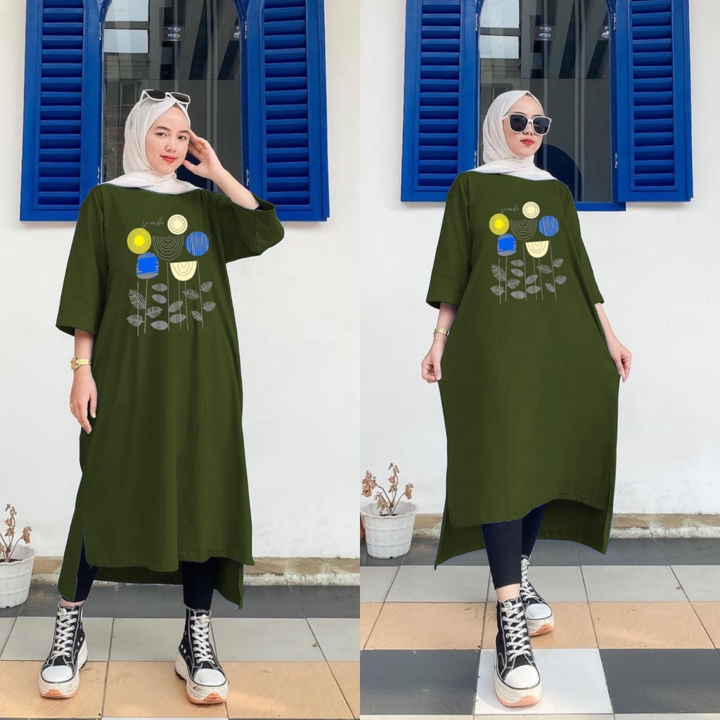 GR LONG TUNIK TERBARU BASIC / MIDI DRESS JUMBO BABYTERRY SR313