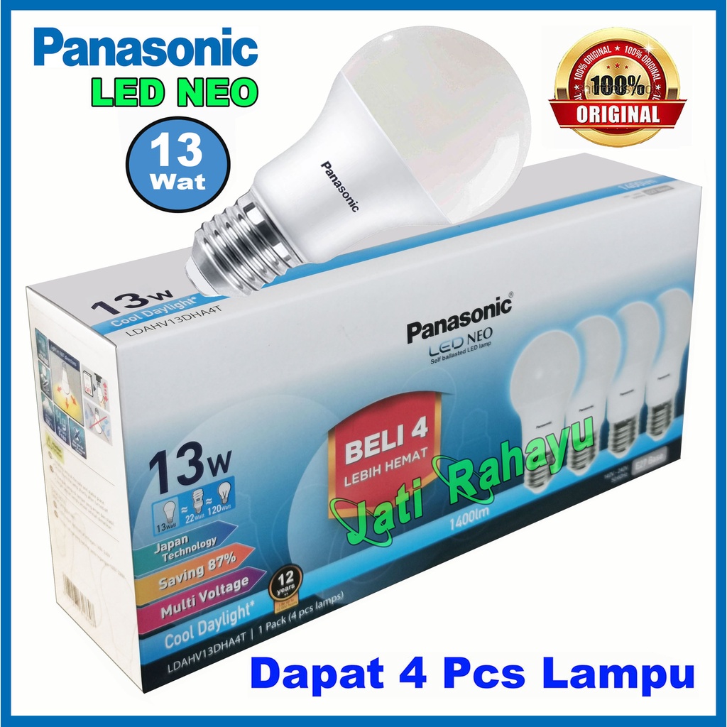 (PAKET 4 PCS) PANASONIC LAMPU LED BULB 3W 5W 7W 9W 11W 13W PUTIH