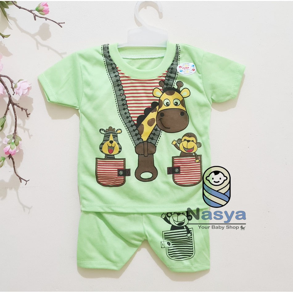 [J-010] Setelan Baju Bayi Pendek Murah Newborn (0-6 bulan)