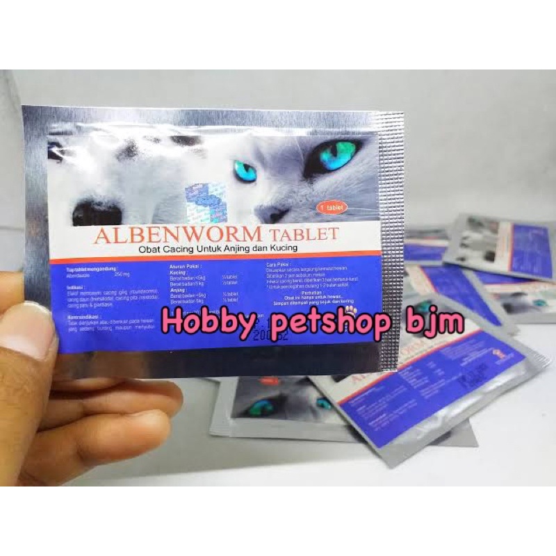Albenworm tablet SACHET - obat cacing anjing kucing hewan dog cat sakit pet cacingan tablets