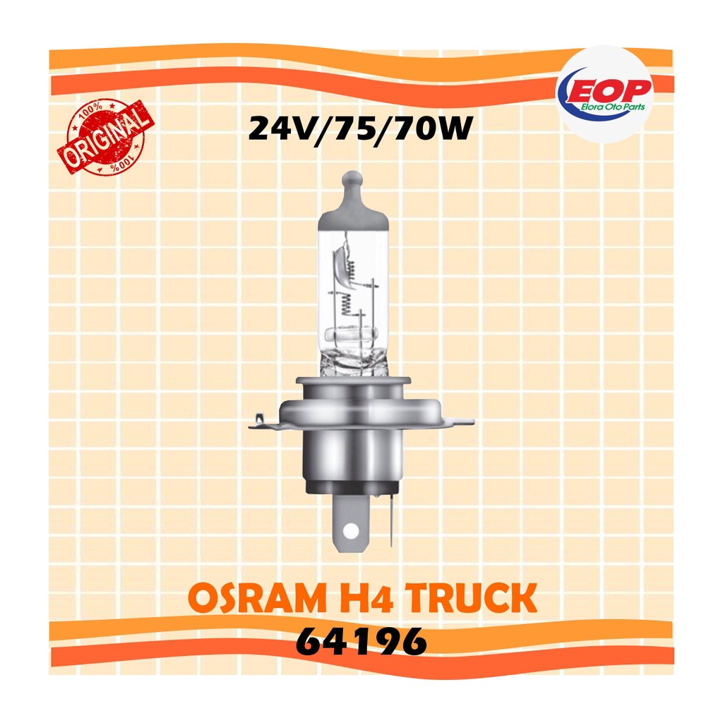 Bohlam OSRAM 64196 P43t-H4 24V-75/70W Bolam Lampu Besar Utama Halogen