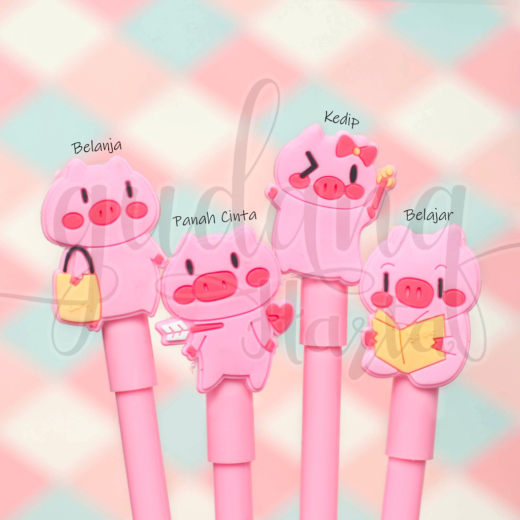 Pulpen Gel Babi Lucu Bolpen Pena Unik Pen Pig GH 307168