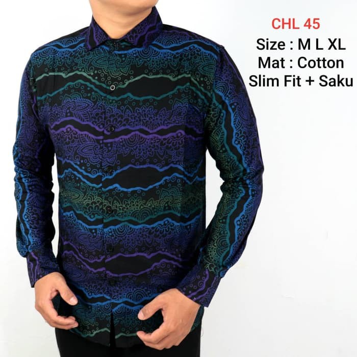 BAJU KEMEJA BATIK PRIA SLIM FIT MODERN KUALITAS MALL LS93