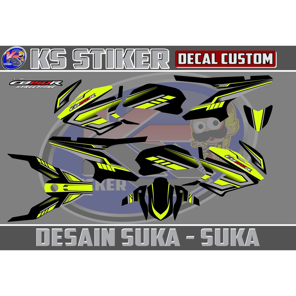 stiker decal all new cb150r hitam hijau