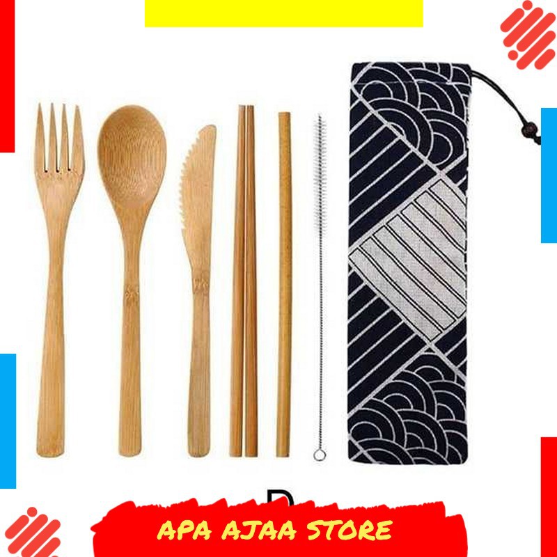 Paling Dicari ! KNIFEZER Cutlery Set Perlengkapan Makan Japanese Style Bamboo EA02510