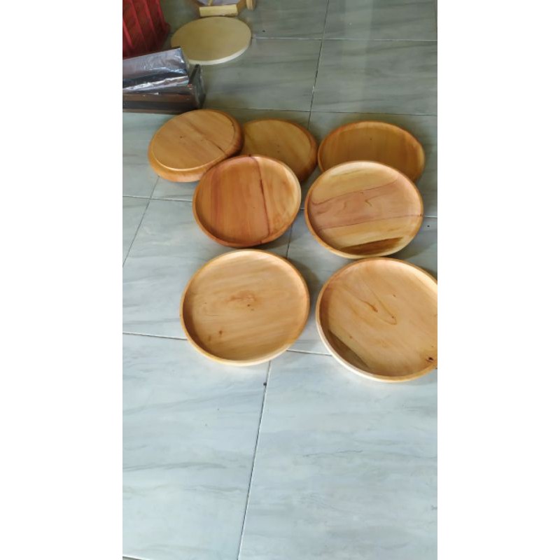 Piring Kayu /Piring Saji /Nampan Kayu Bulat D30 cm