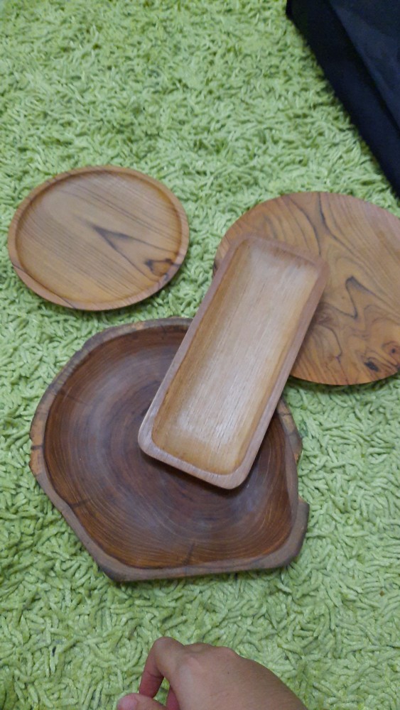 Piring Bulat 20 Cm | Piring Kayu Jati | Nampan Kayu | Piring Kayu Wadah Saji | Piring Saji Kayu