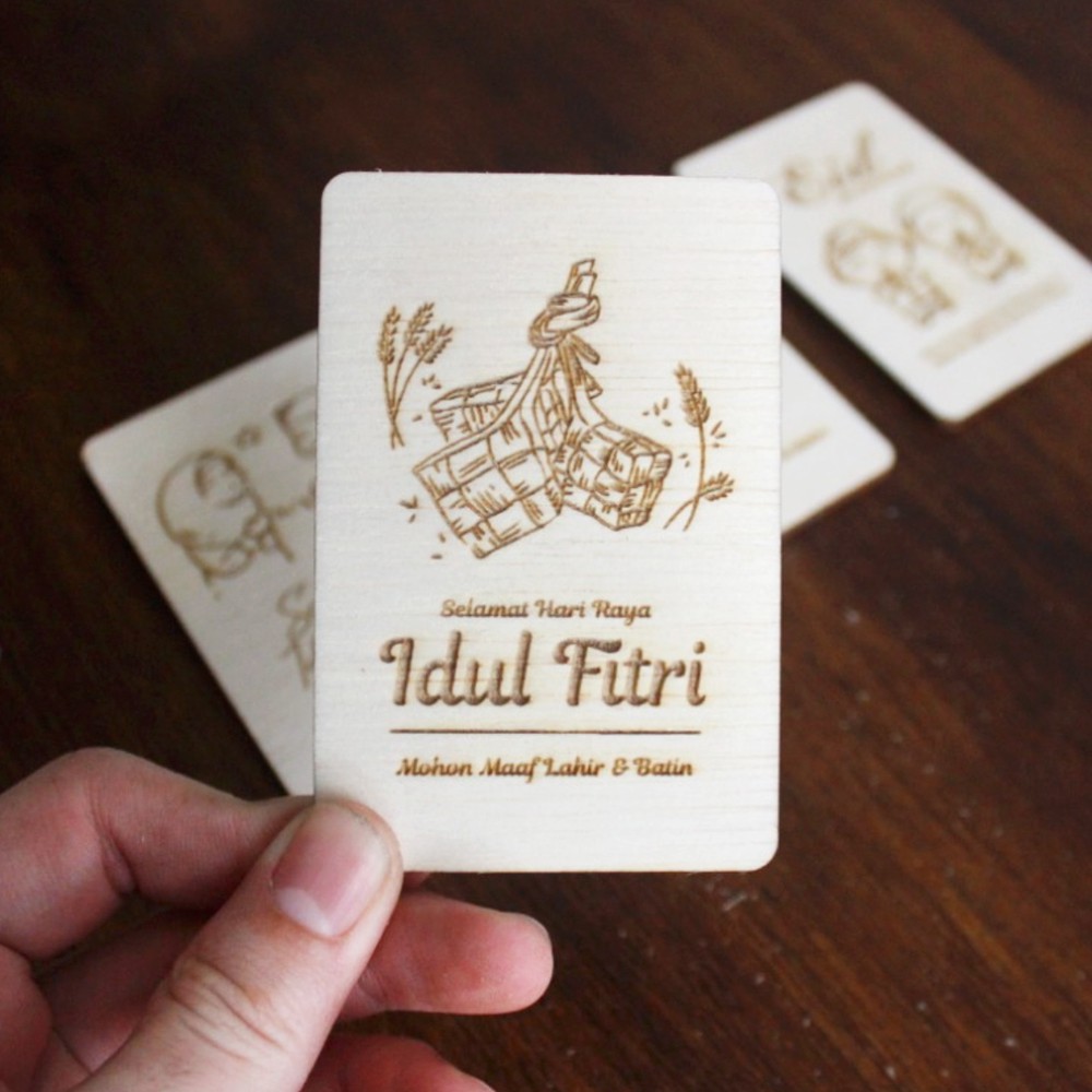 Custom Kartu Ucapan Lebaran | Greeting Card Lebaran | Kartu Ramadhan Kayu