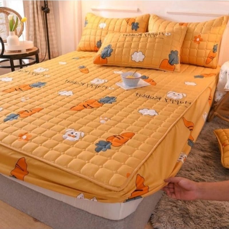 Sprei Waterproof / Sprei Protector bermotif / Sprei anti air ukuran 180x200CM dan 160x200CM-180 motif kuning