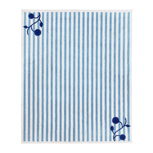 GULSPARV Karpet 160x133 cm garis garis biru putih