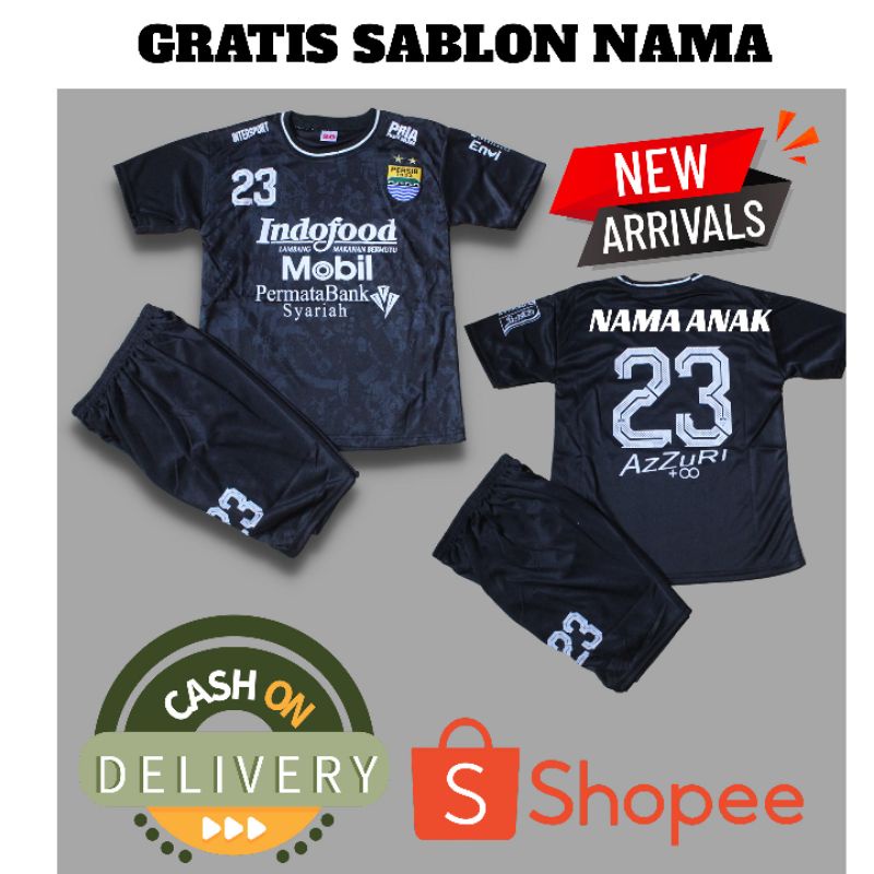 baju bola persib/stelan jersey bola persib hitam size 4-24