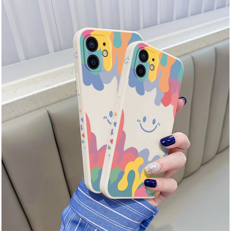 Hand strap + ice cream smiley face case iphone 12 pro max 11 pro max iphone XR X/Xs max 7/8/se2020 7plus/8plus all-inclusive soft shell cover