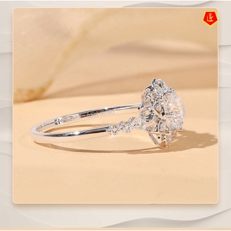 [Ready Stock]Fashion Personality 2 Karat Moissanite Sunflower Ring